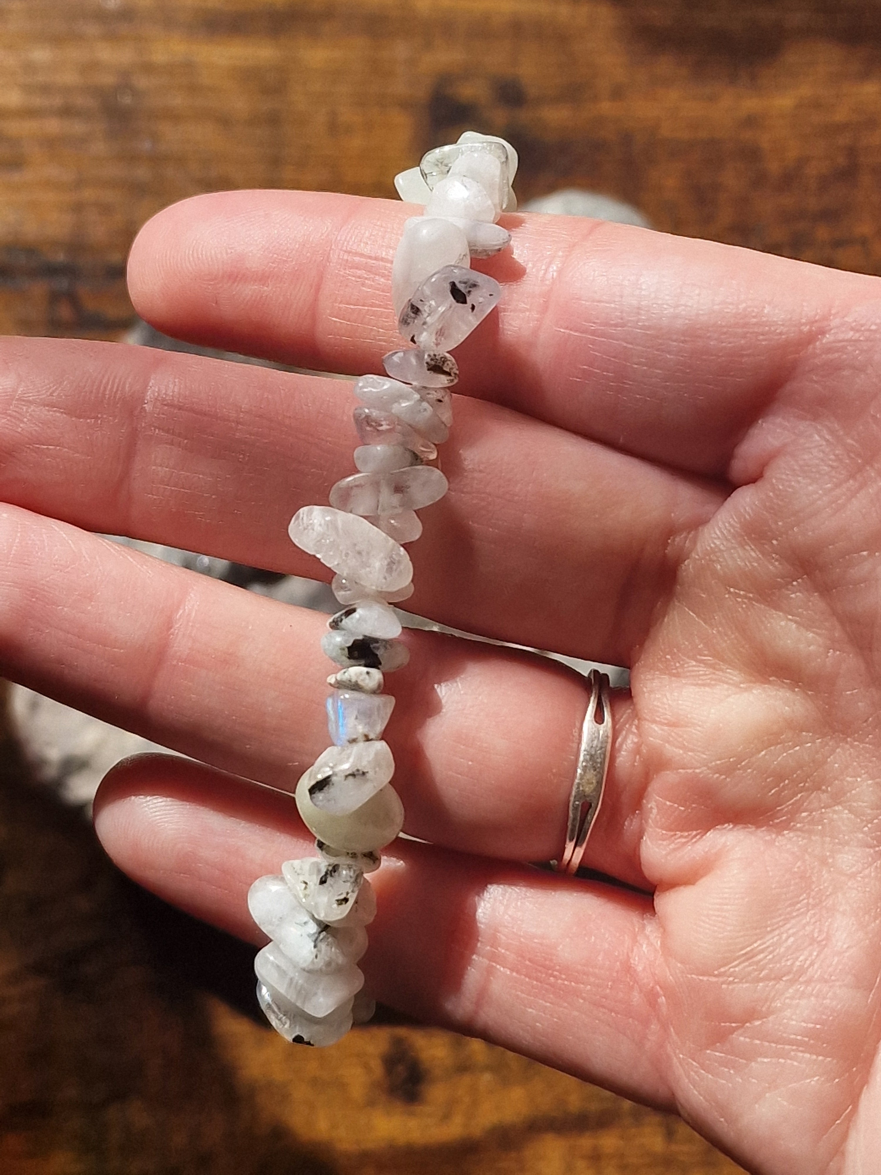 Rainbow Moonstone chip bracelet