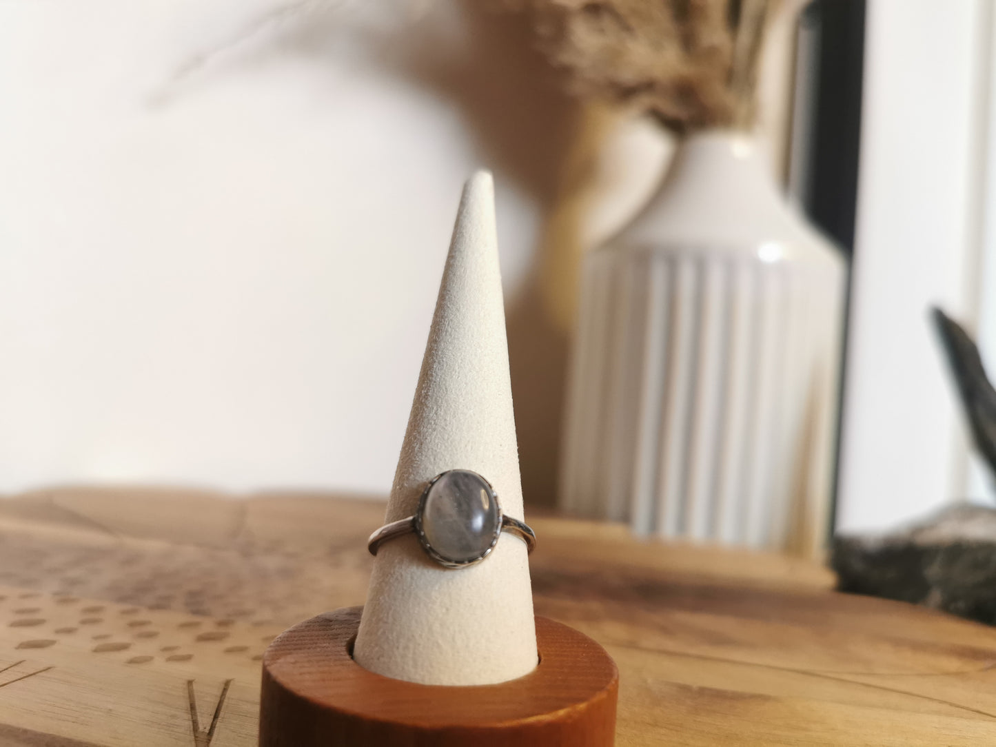 Labradorite Adjustable Ring Silver-Plated