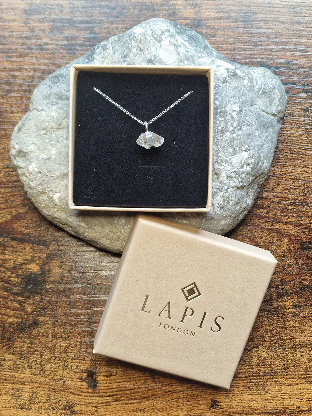 Raw Herkimer Diamond, Sterling Silver Necklace