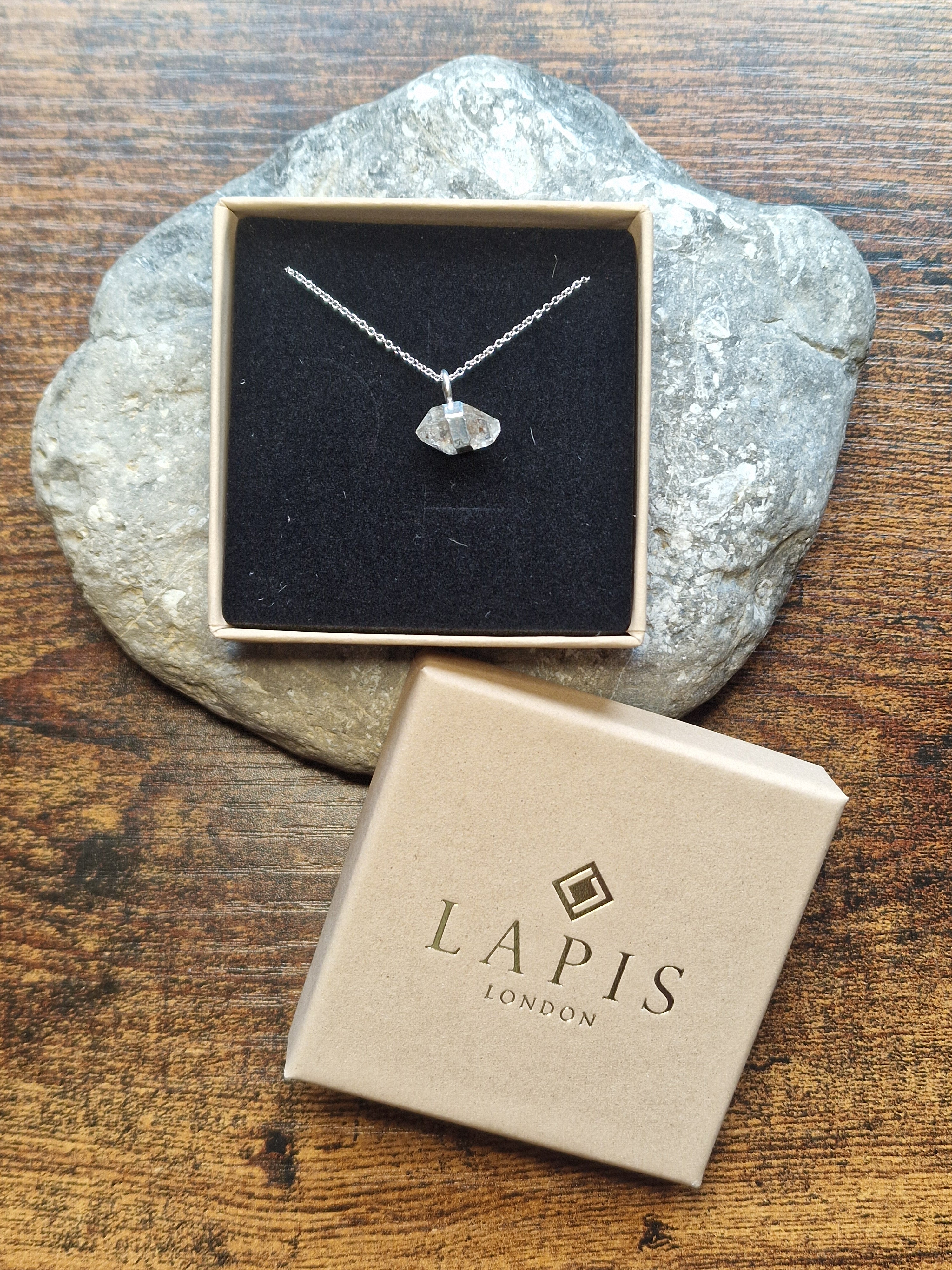 Raw Herkimer Diamond, Sterling Silver Necklace