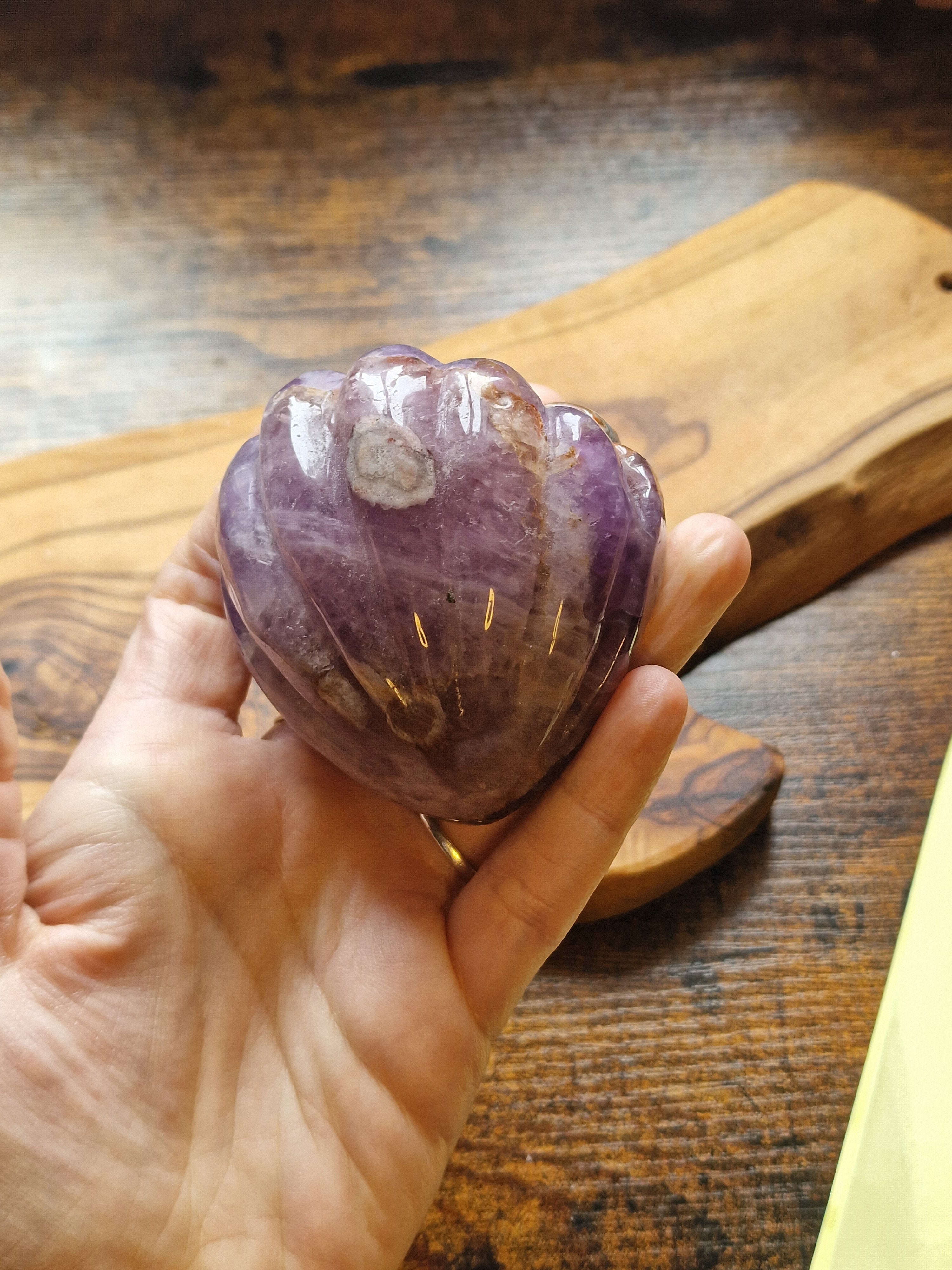 Amethyst & Crazy Lace Agate Shell Carving