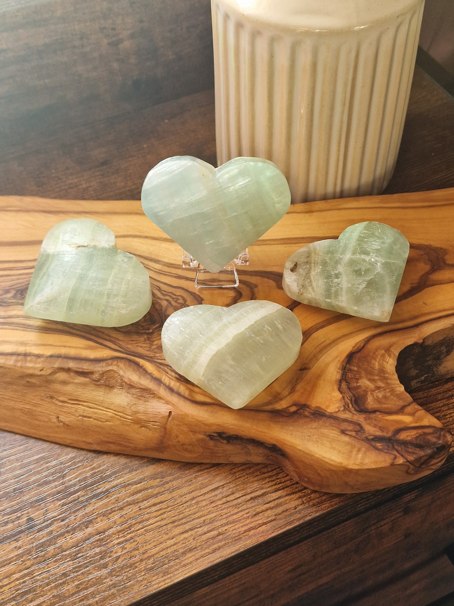 Pistachio calcite Hearts