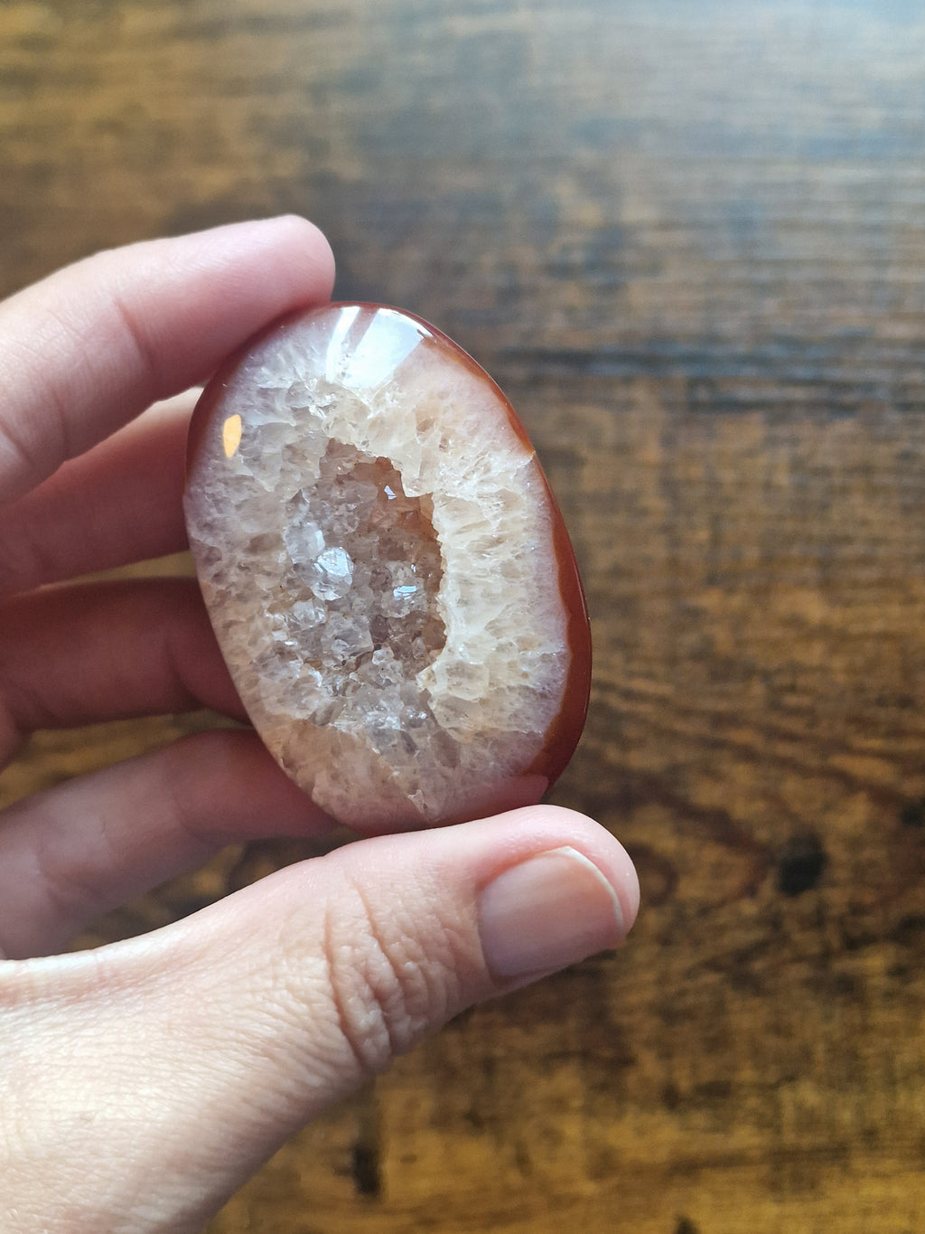 Carnelian Druzy Palm Stone