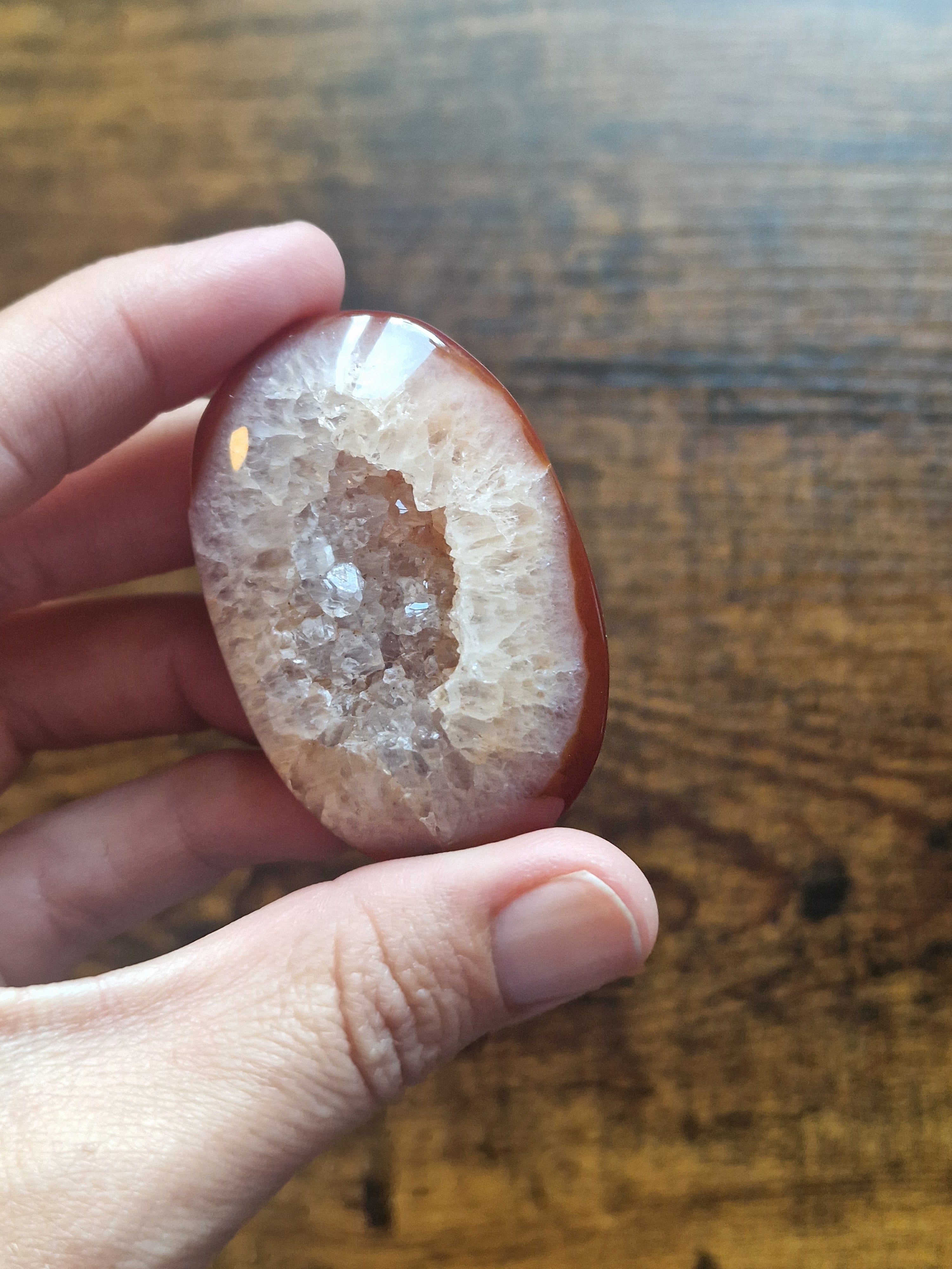 Carnelian Druzy Palm Stone