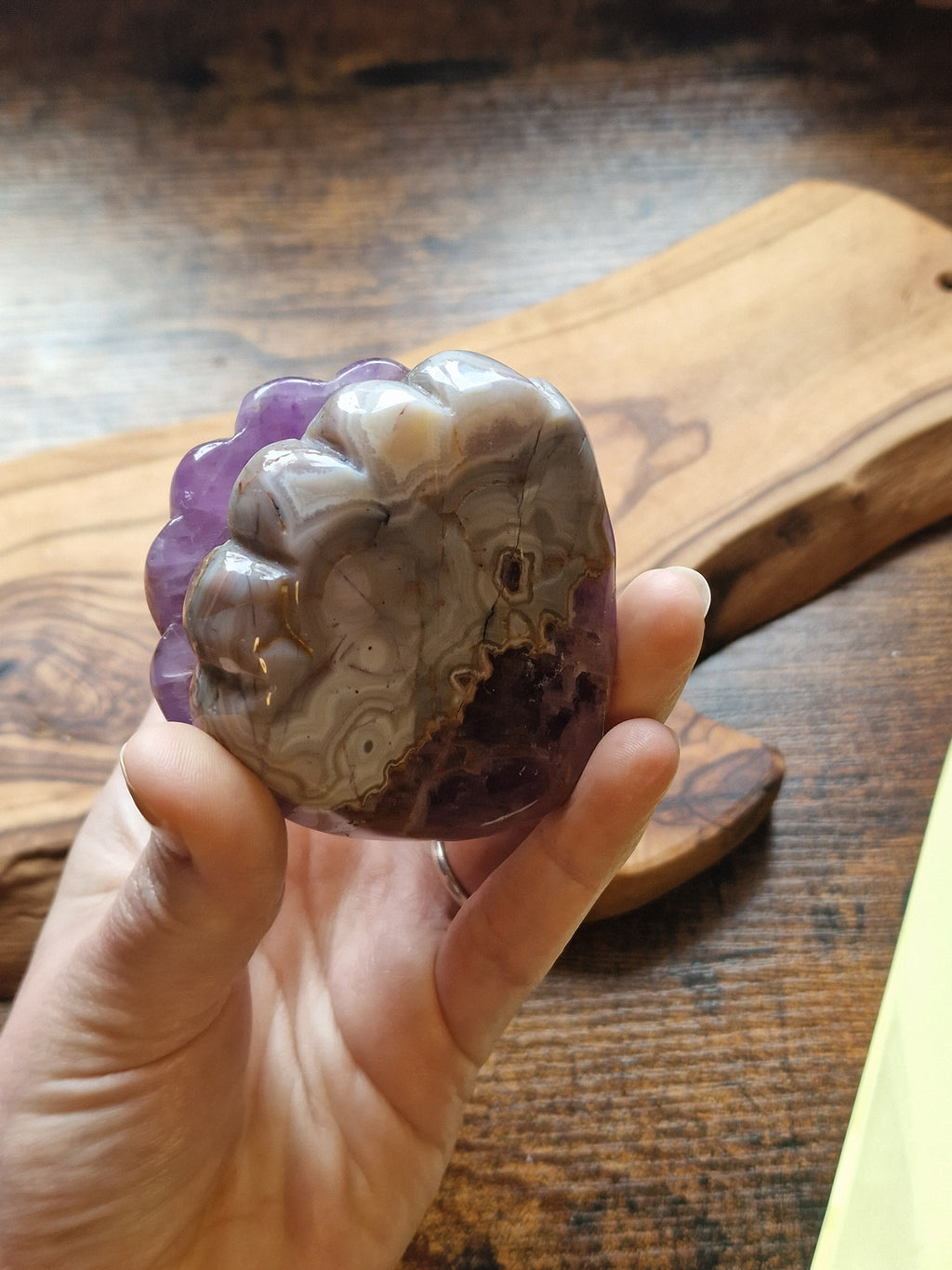 Amethyst & Crazy Lace Agate Shell Carving