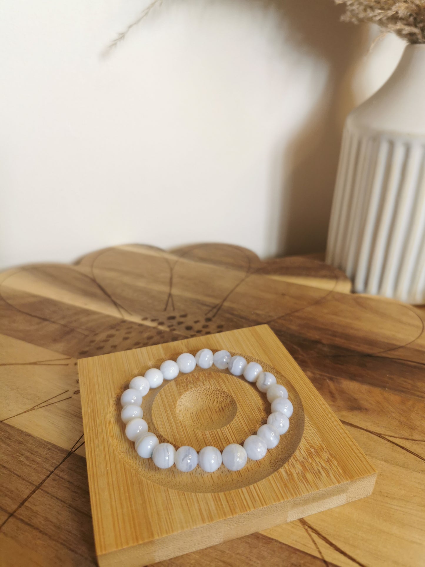 Blue Lace Agate Crystal Bracelet – 8mm