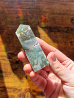 Chunky Moss Agate Druzy Tower