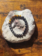 Tiger’s Eye, Hematite & Obsidian ~ 8mm