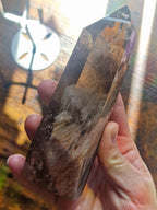 Smoky Garden Quartz Point on Stand