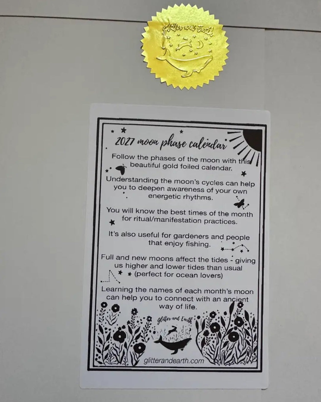 2027 Moon Calendar A4 Print