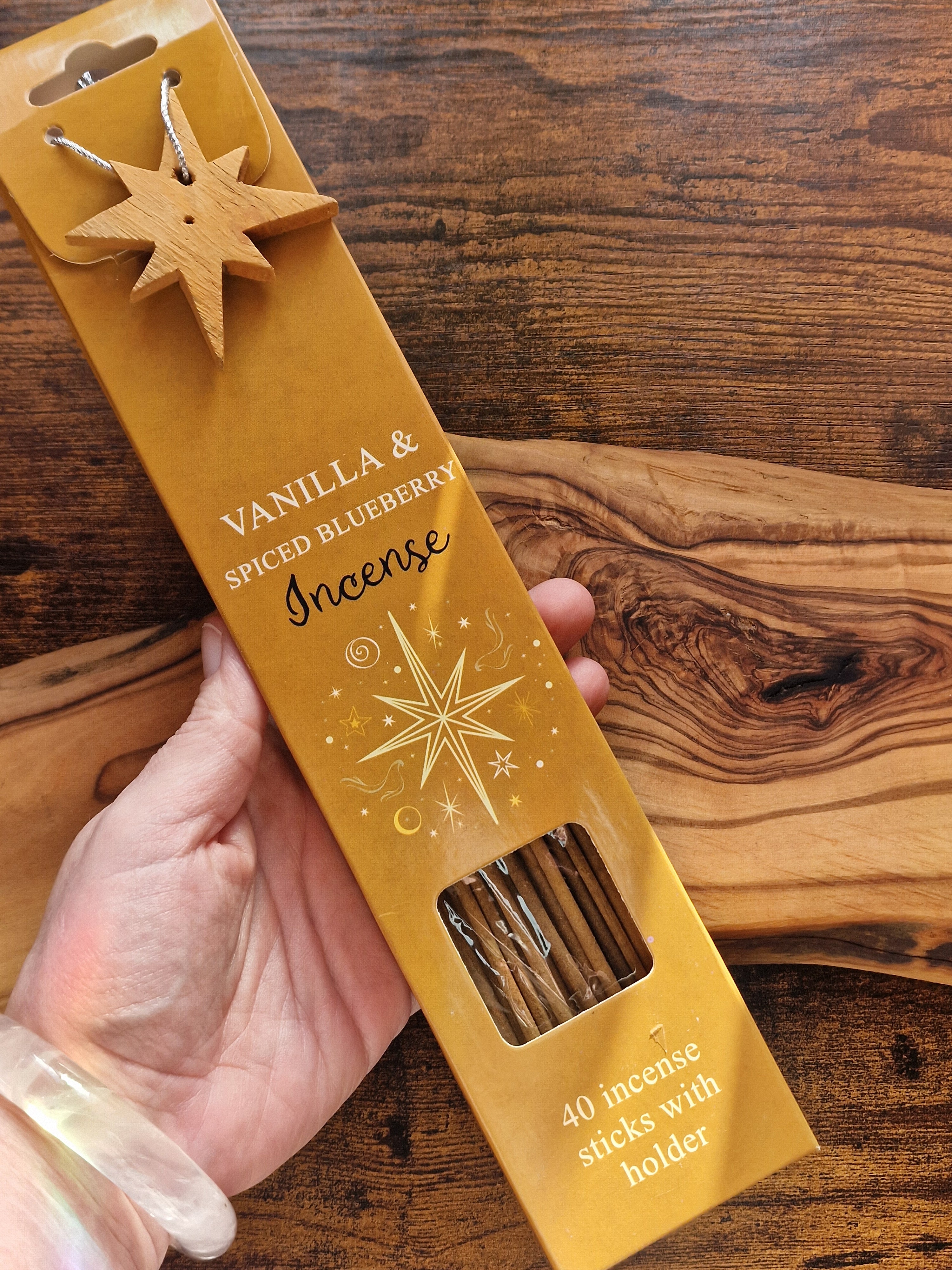 Starry Night Incense Gift Set ~ 40 Sticks & Wooden Star Holder