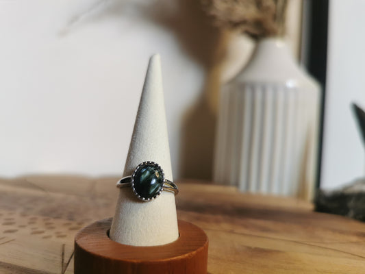 Green Seraphinite 925 Sterling Silver Ring (Adjustable)