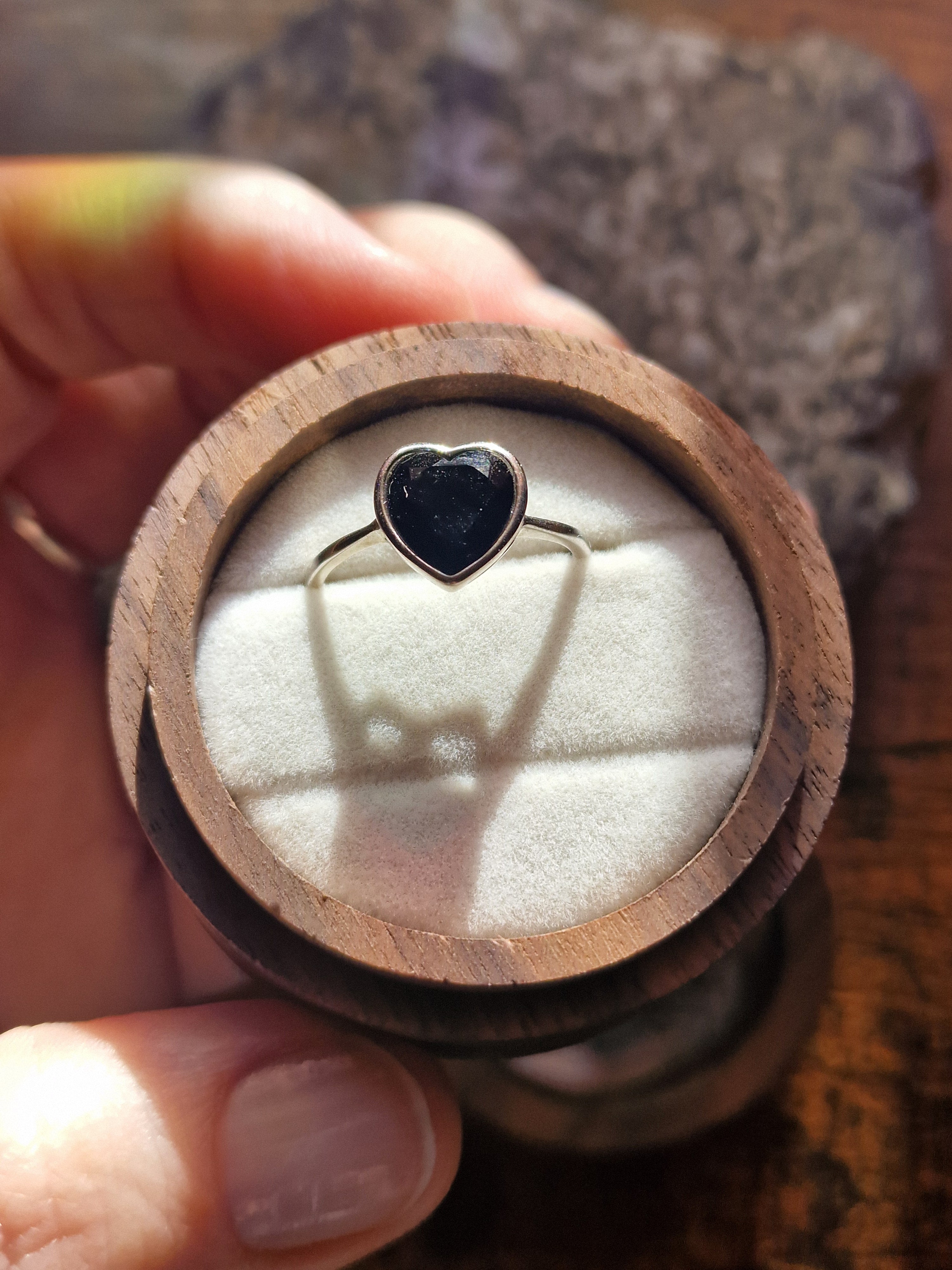 Black Obsidian Heart Ring