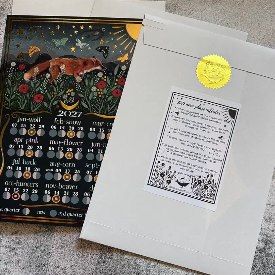2027 Moon Calendar A4 Print