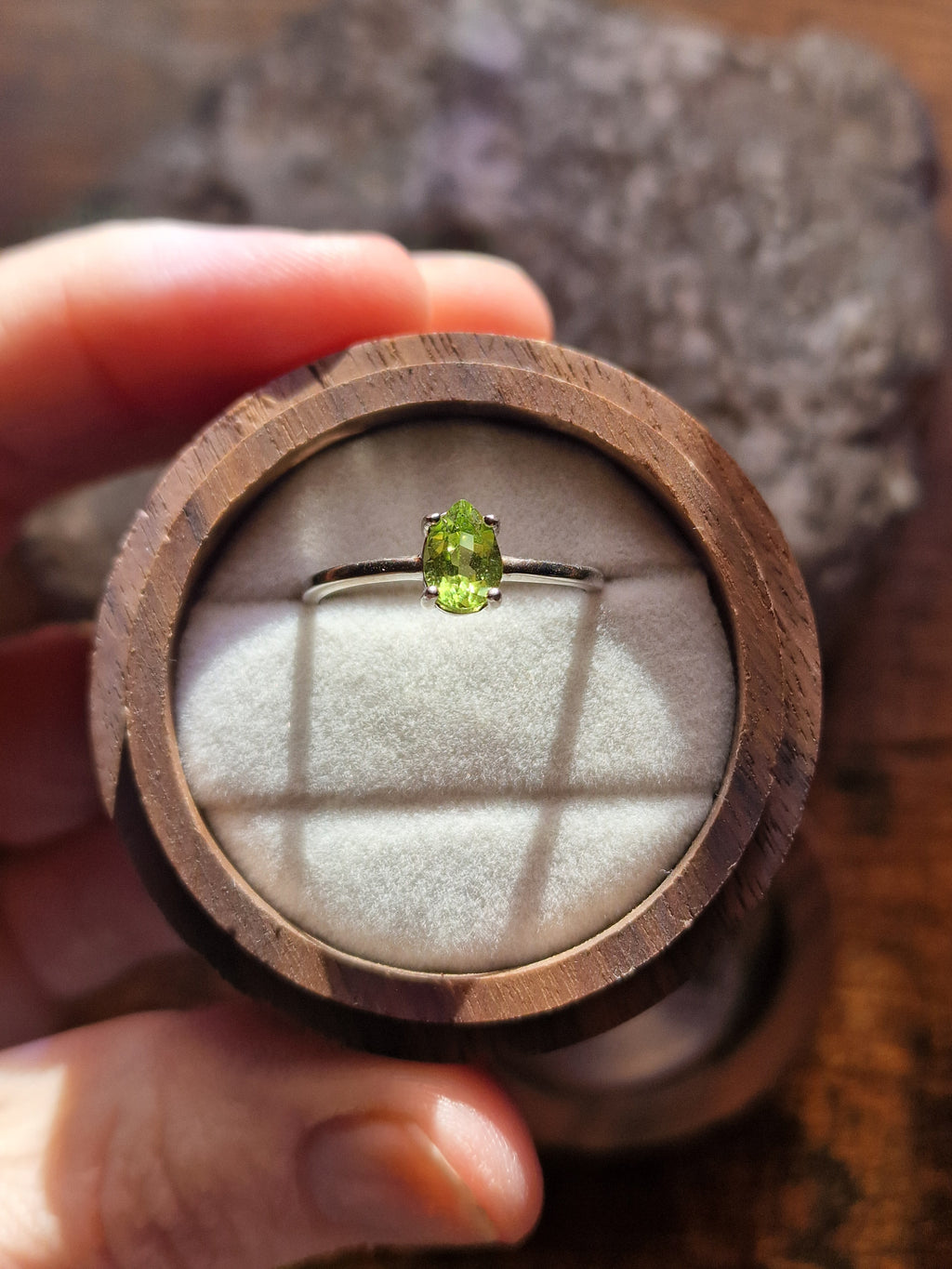 Peridot Pear Ring