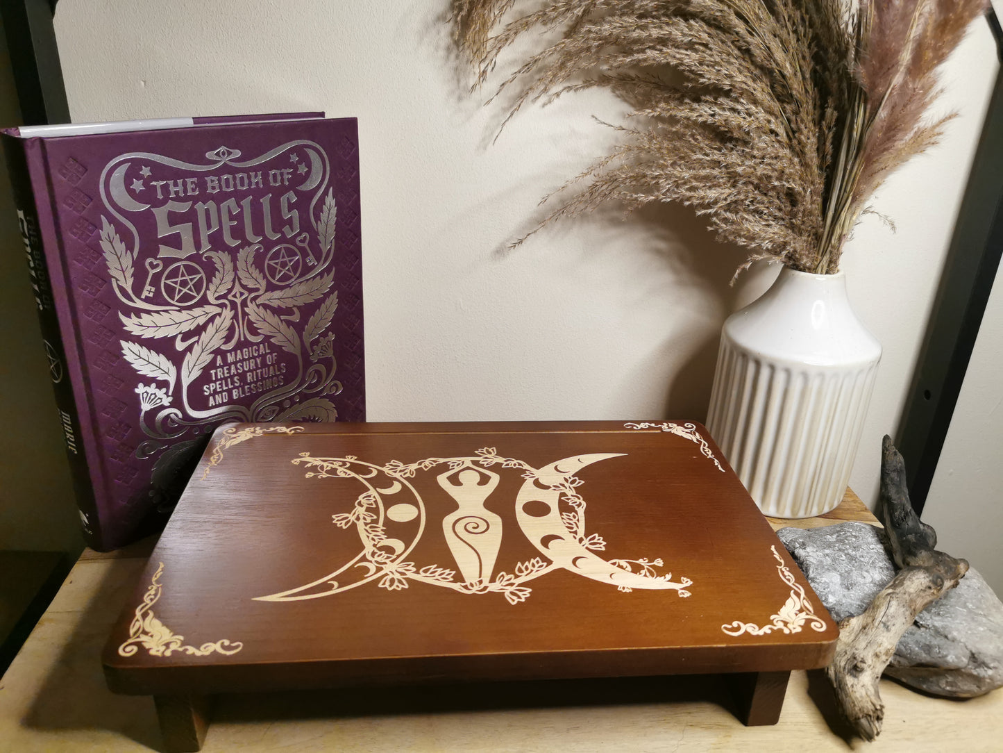 Wooden Goddess Altar Riser – Triple Moon Design