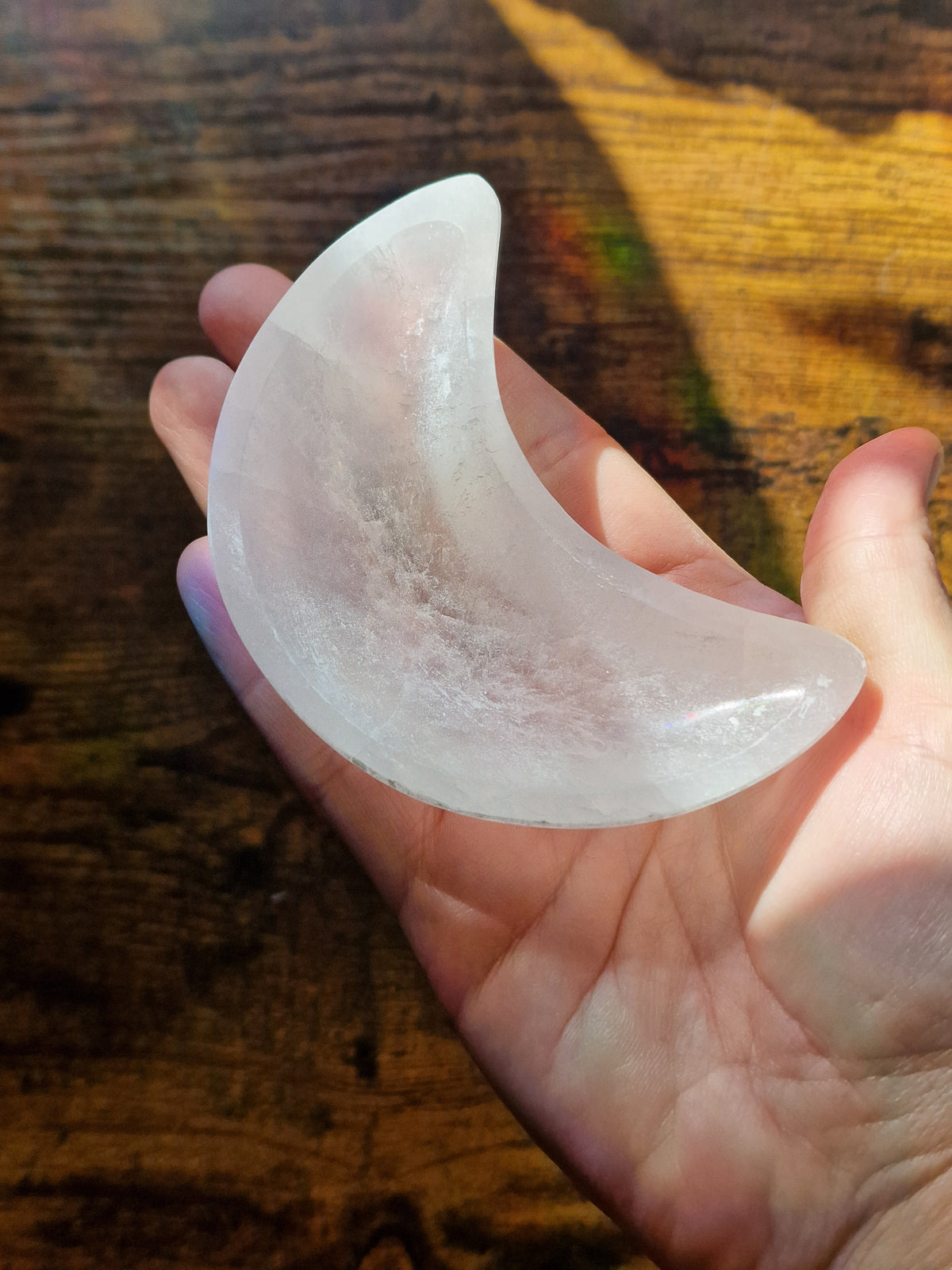 Selenite Crystal Bowl | Heart & Crescent Moon