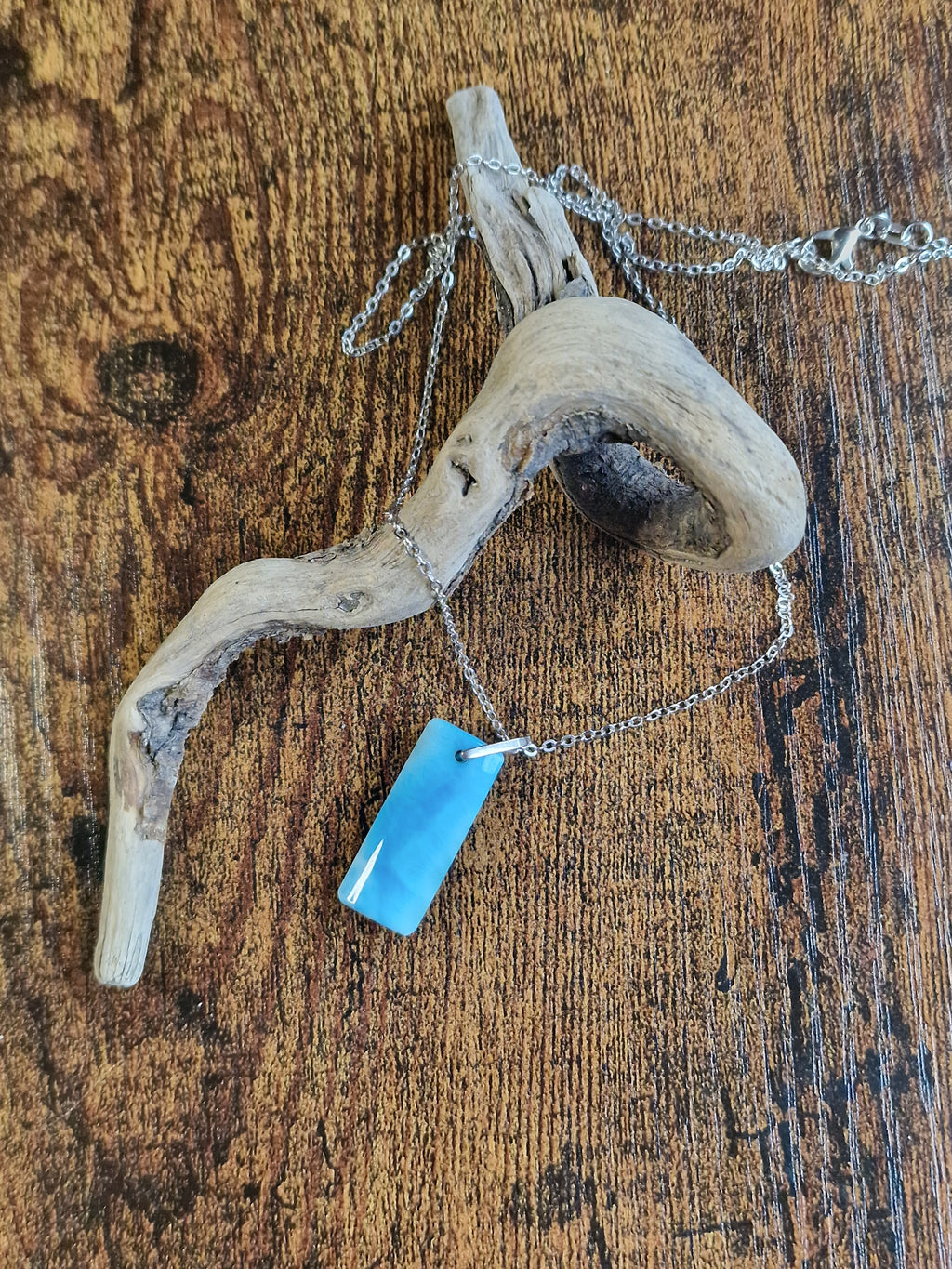 Larimar, 925 Silver Pendants with Chain