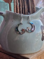 Abalone Shell Crescent Moon & Star Earrings