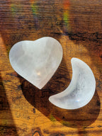 Selenite Crystal Bowl | Heart & Crescent Moon