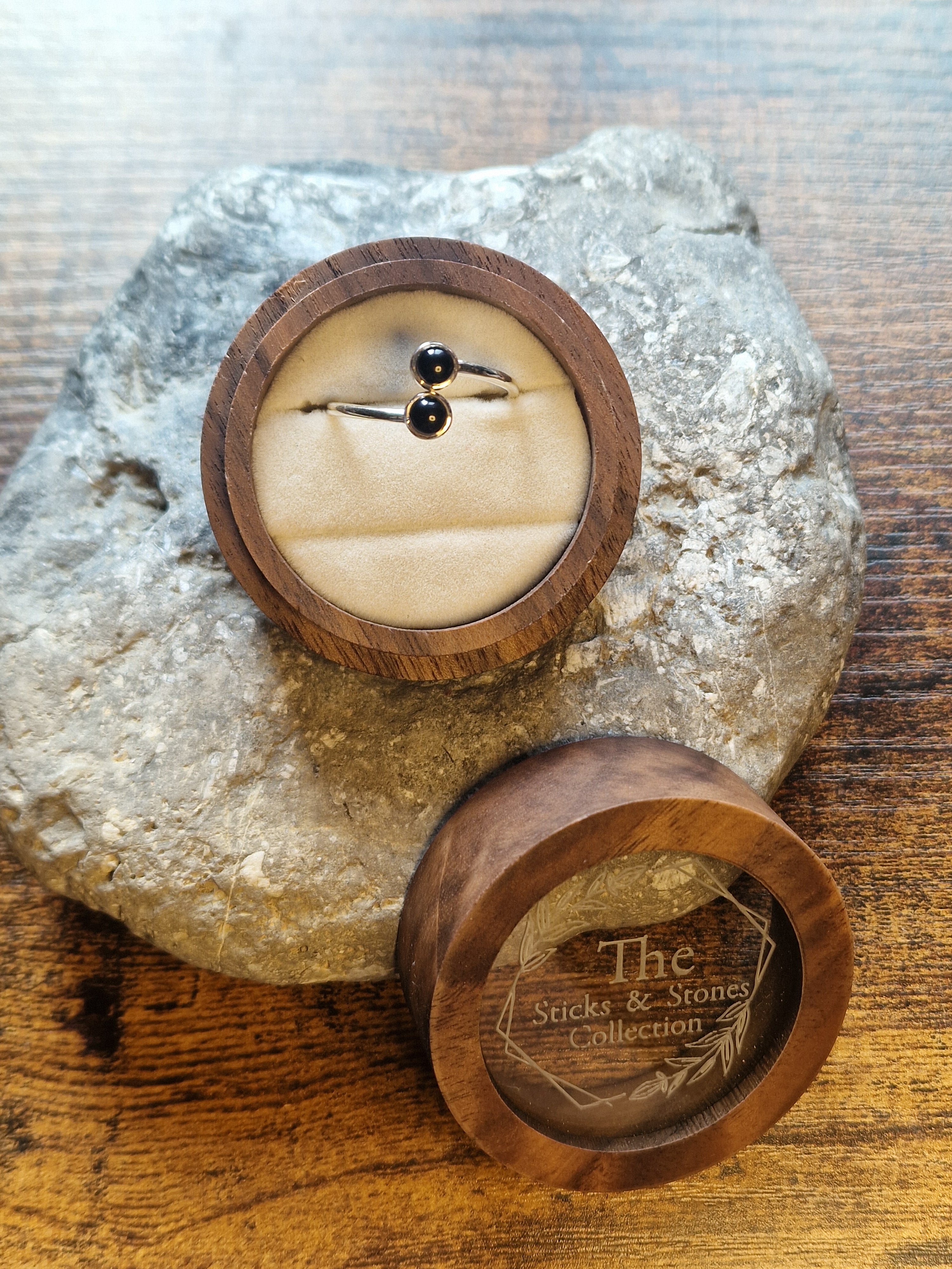 Two Stone Adjustable Crystal Rings 925 Sterling Silver