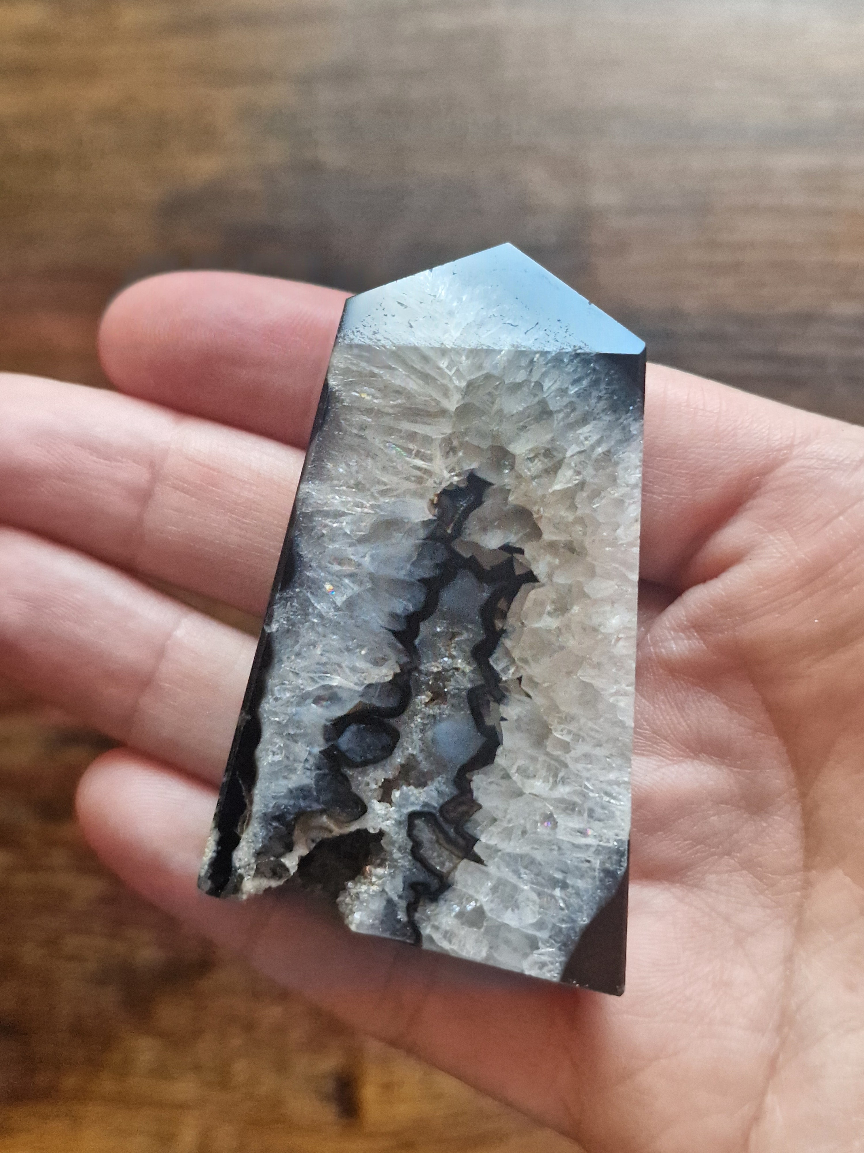 Black Onyx Druzy Obelisk Tower