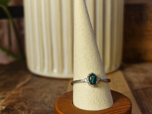 Black Opal 925s Adjustable Ring