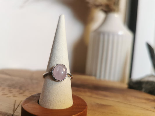 Kunzite Adjustable Ring Silver-Plated
