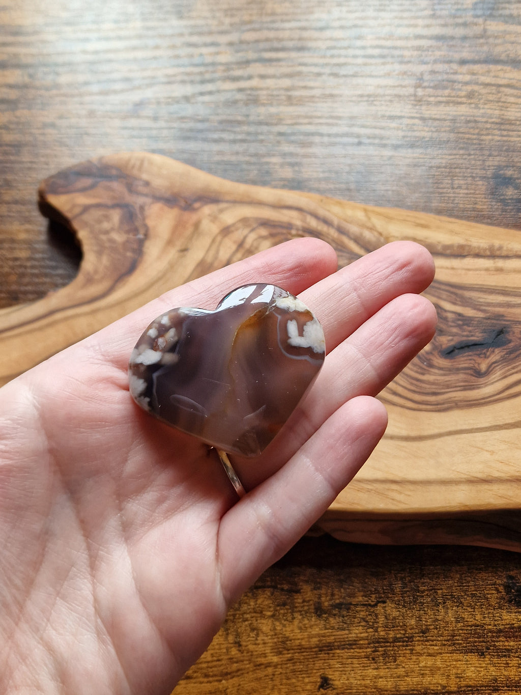 Blue-black Flower Agate hearts