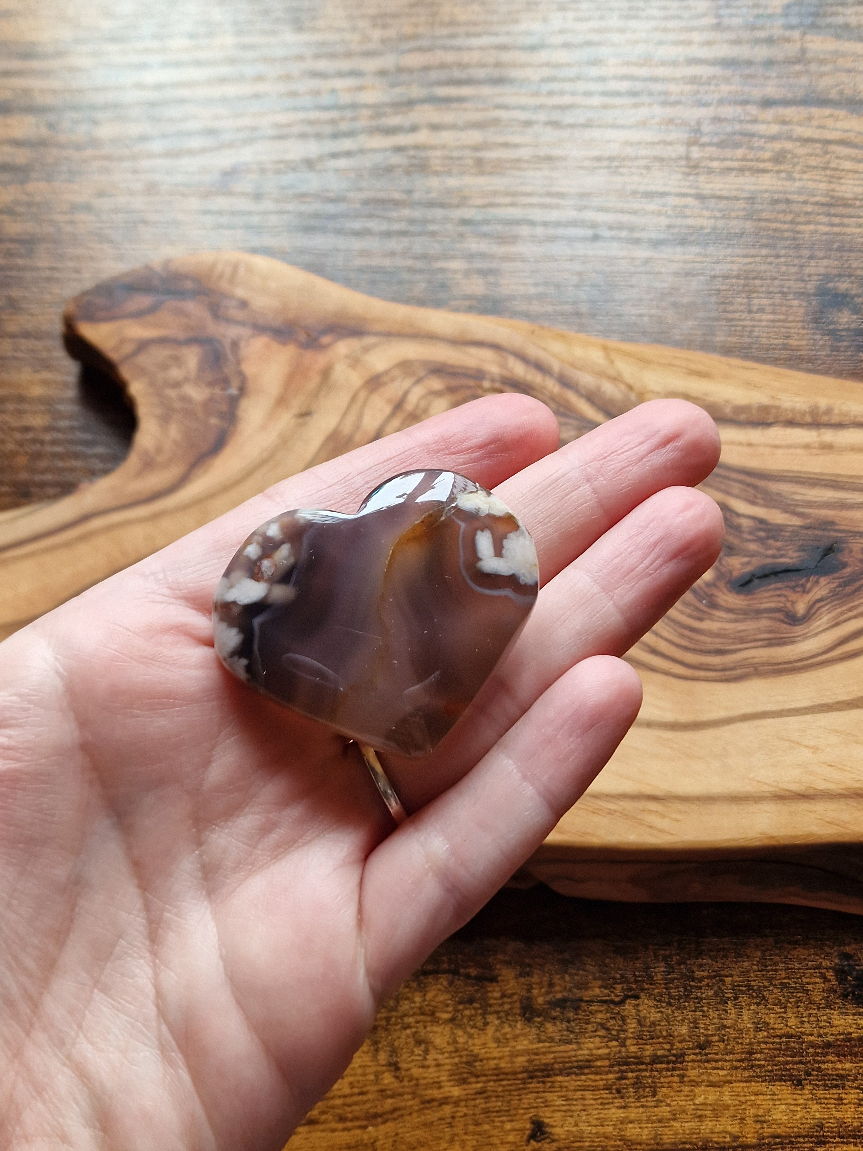 Blue-black Flower Agate hearts