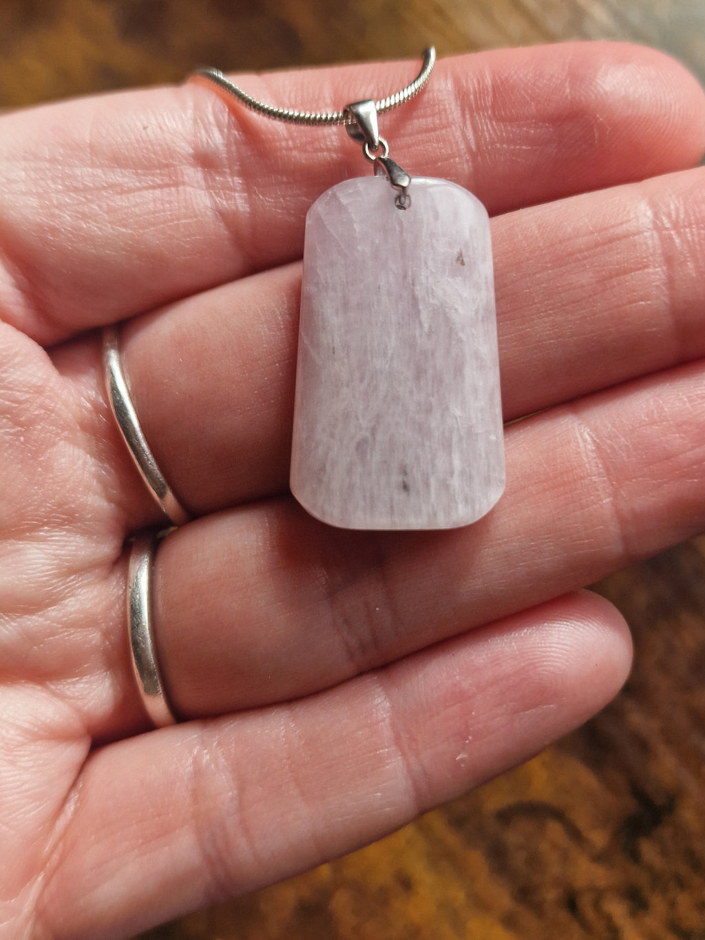 Kunzite, 925 Silver Pendant with Chain