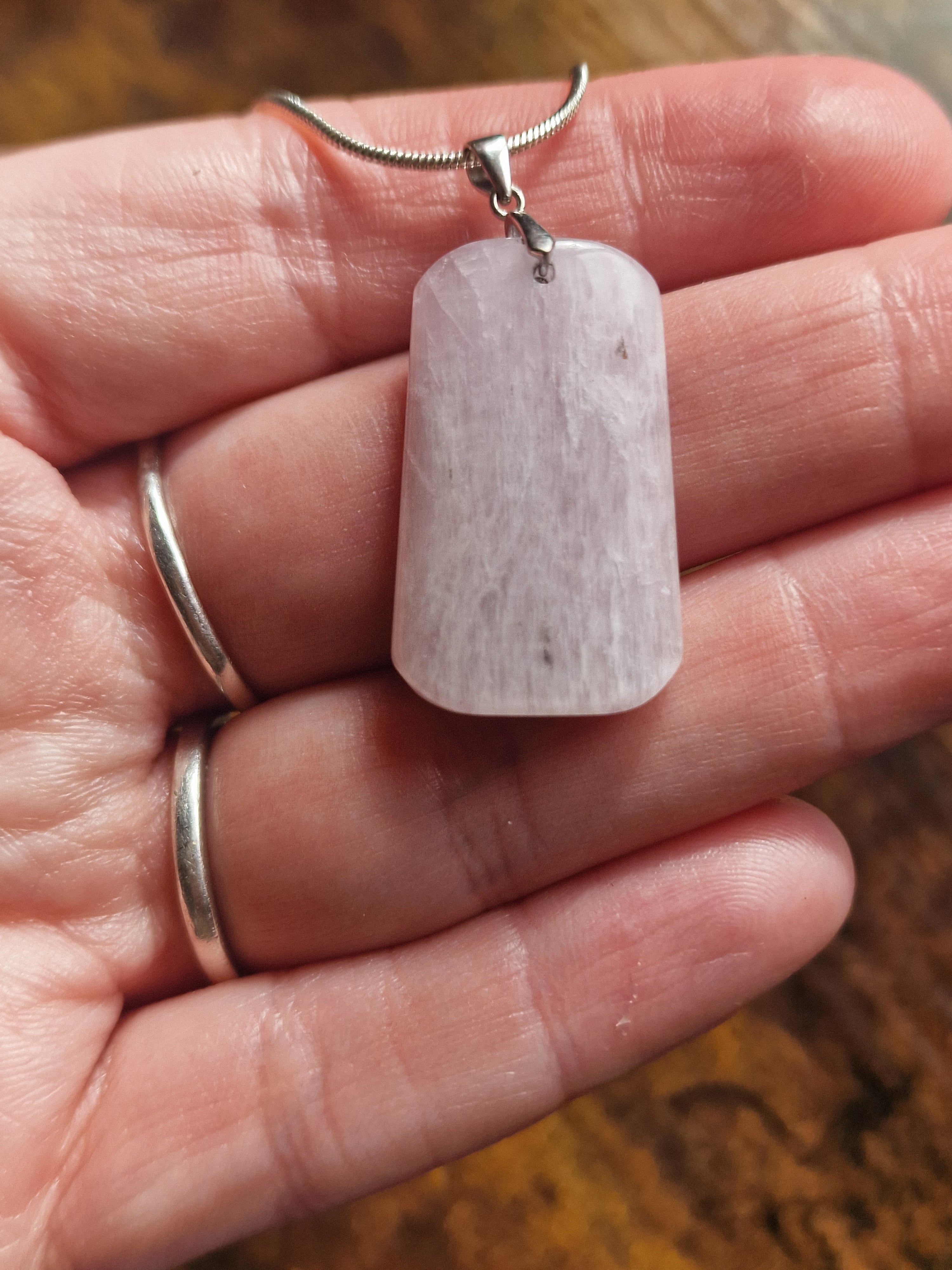Kunzite, 925 Silver Pendant with Chain