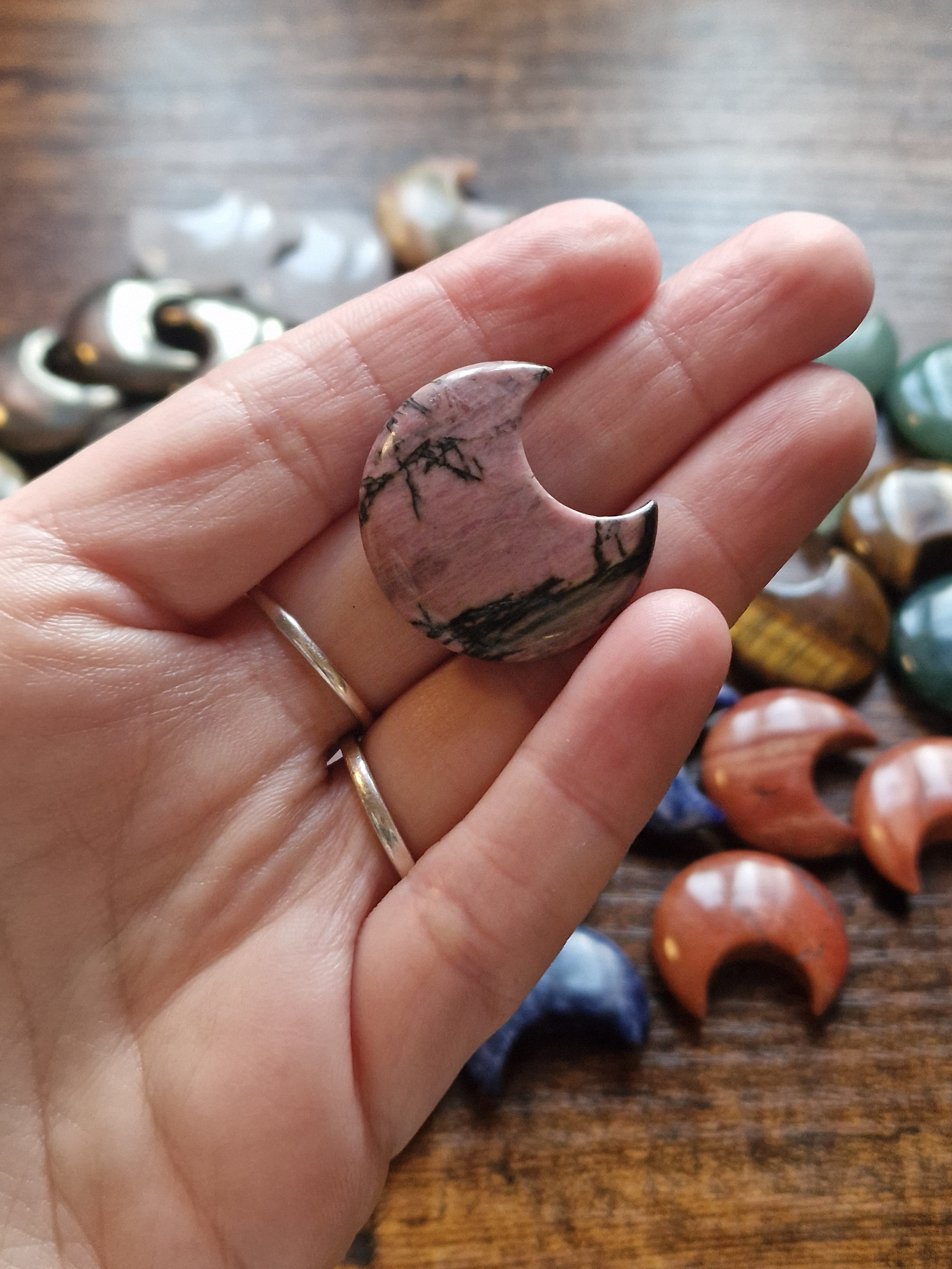 Small Crystal Moon Carvings