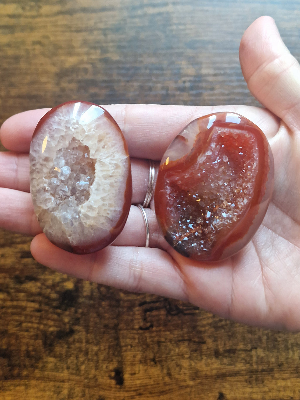 Carnelian Druzy Palm Stone