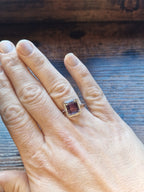 Rainbow Fluorite Emerald Cut Ring