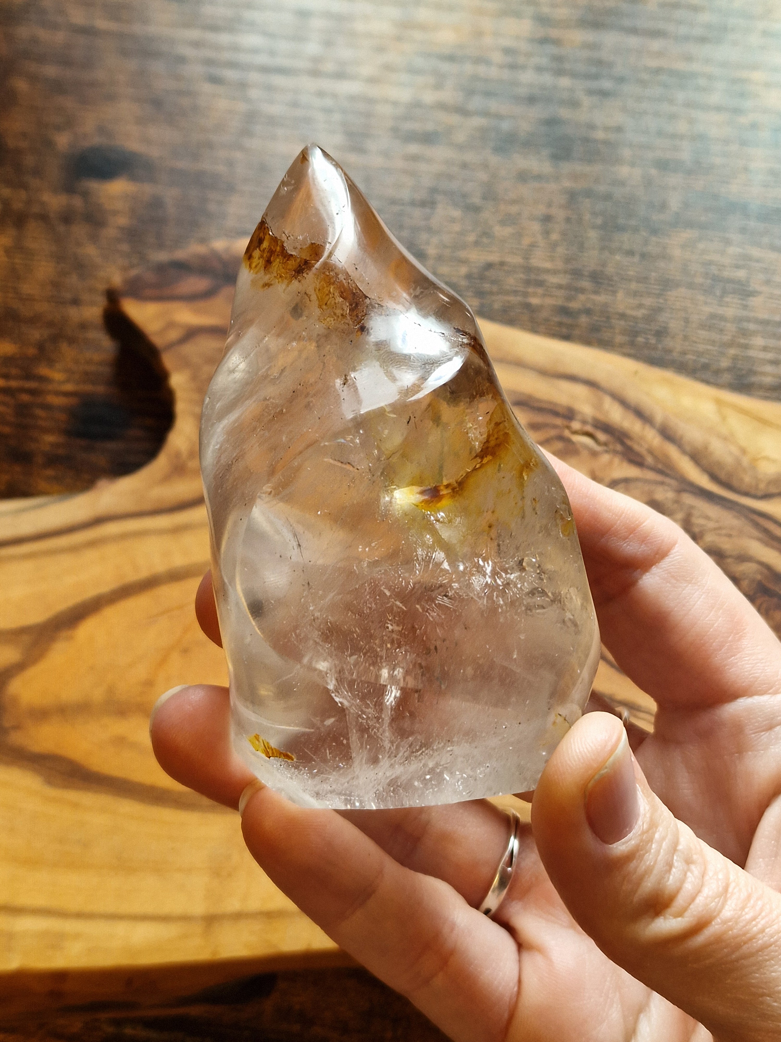 Clear Quartz Flame with Fire Quartz Inclusions