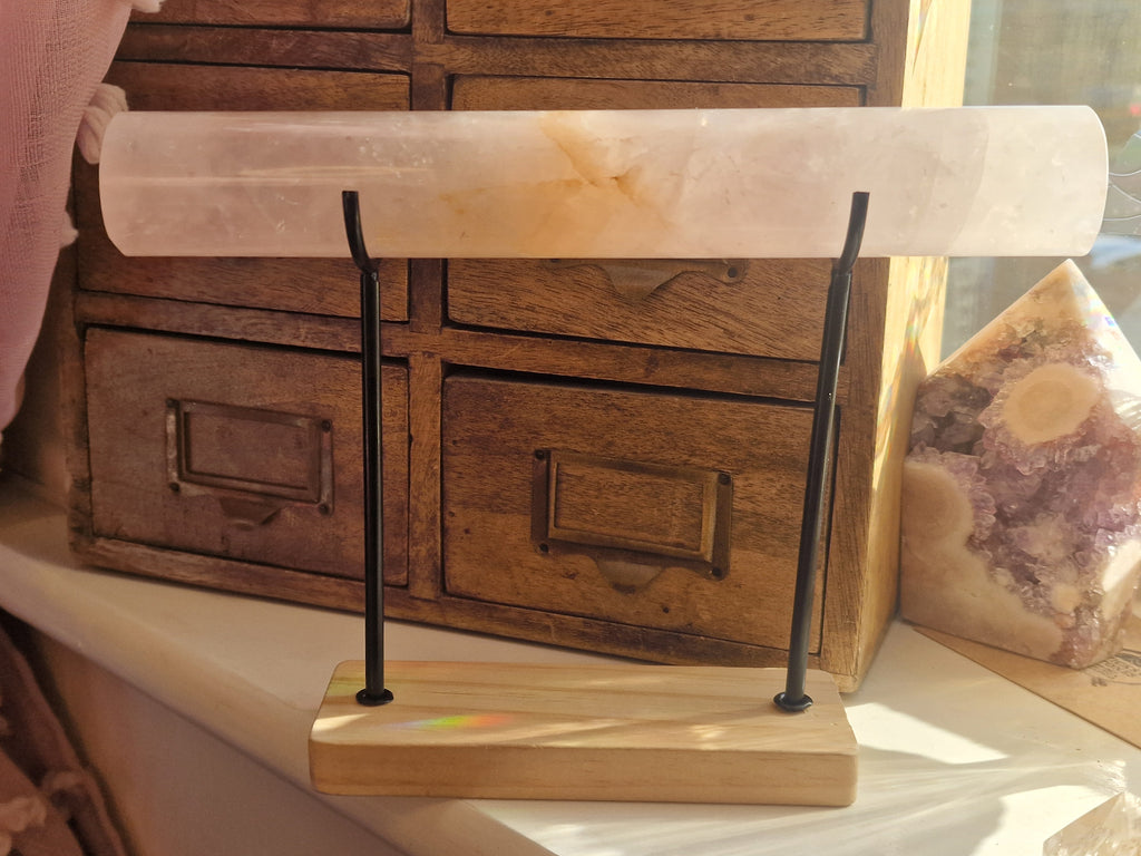 Rose Quartz with Golden Healer Inclusions Bracelet Stand