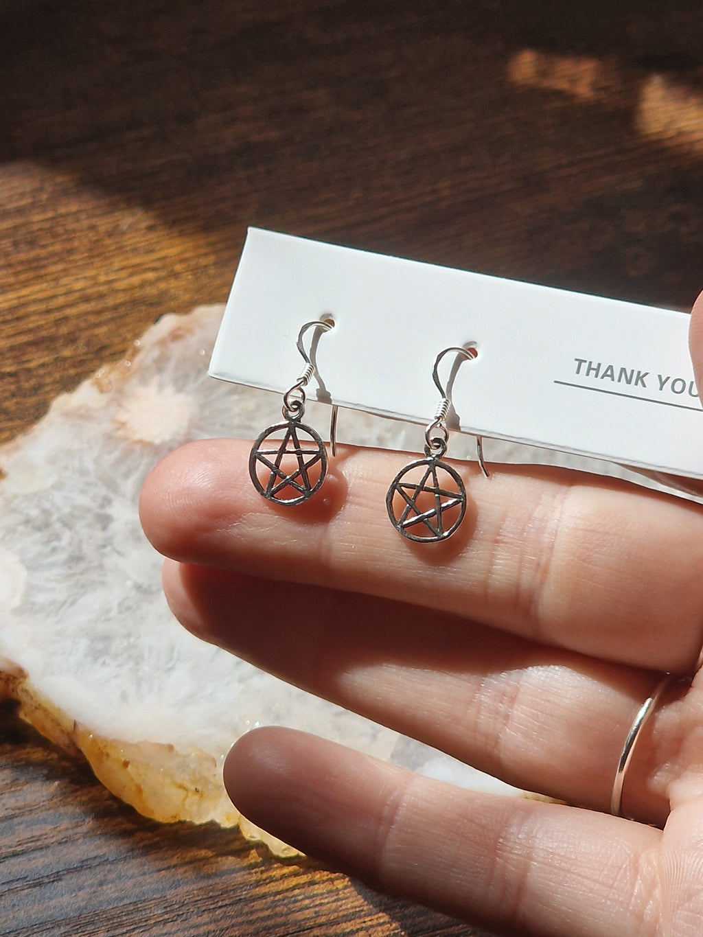 925 Silver Small Pentagram Earrings