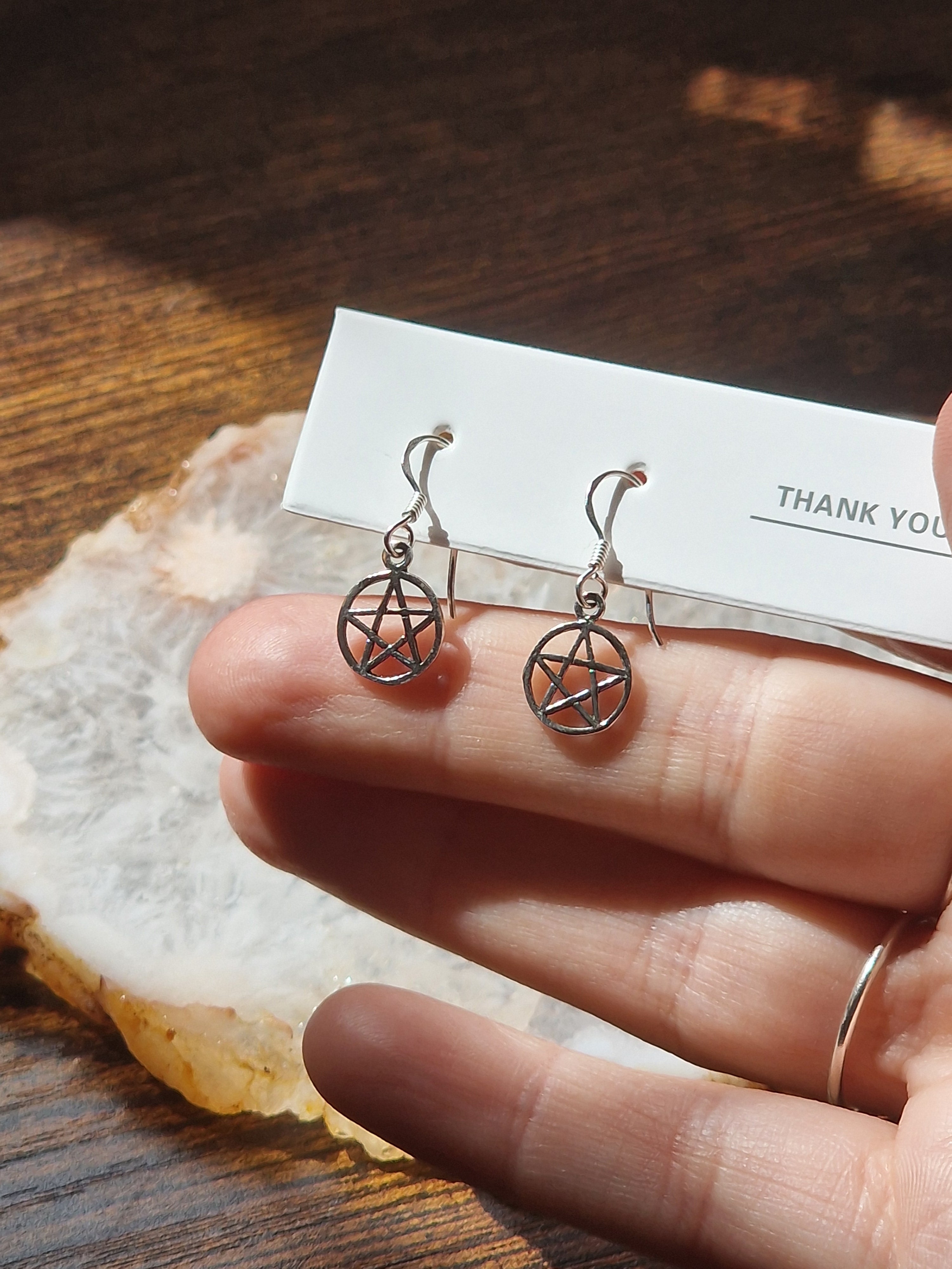 925 Silver Small Pentagram Earrings