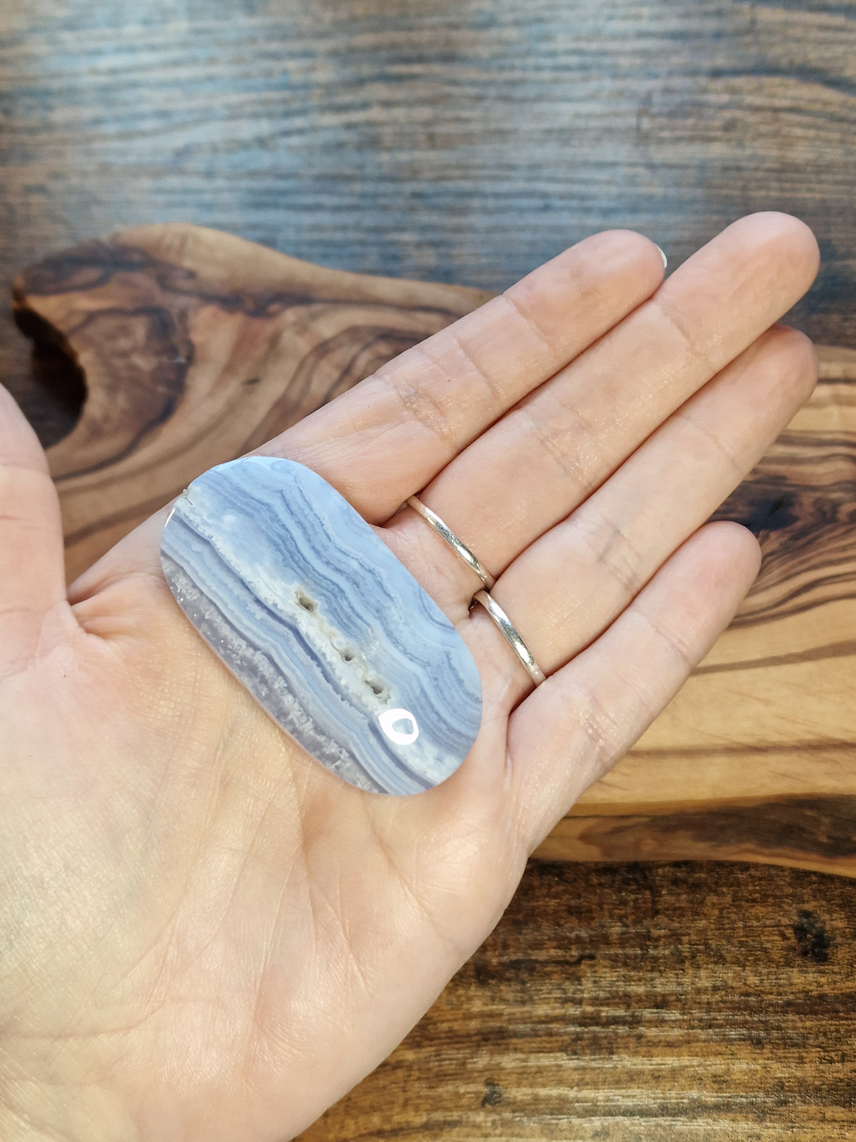 Blue Lace Agate palm stone