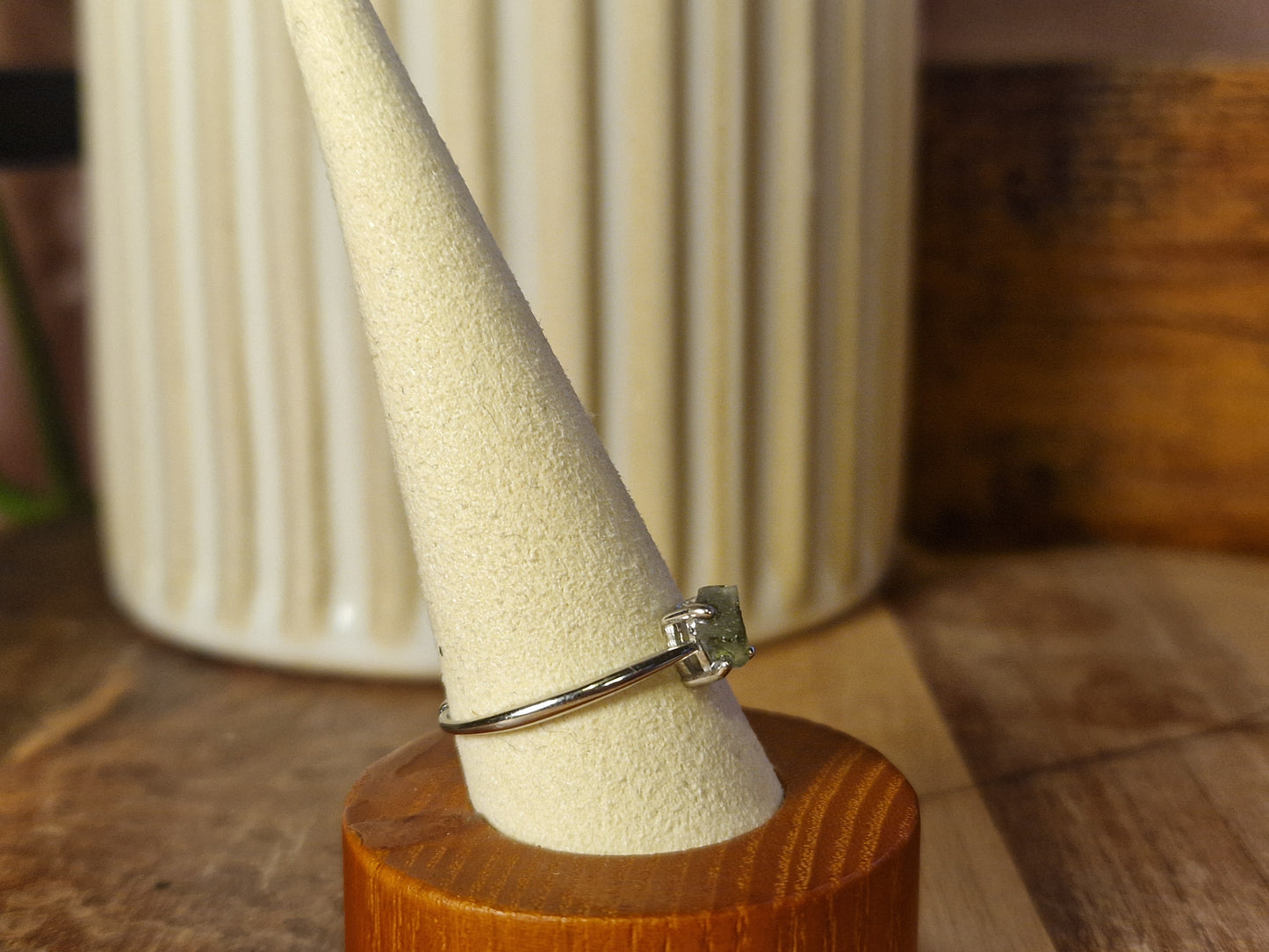 Moldavite 925s Adjustable Ring