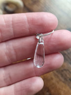 Clear Quartz Faceted Teardrop, 925 Silver Pendant with Chain