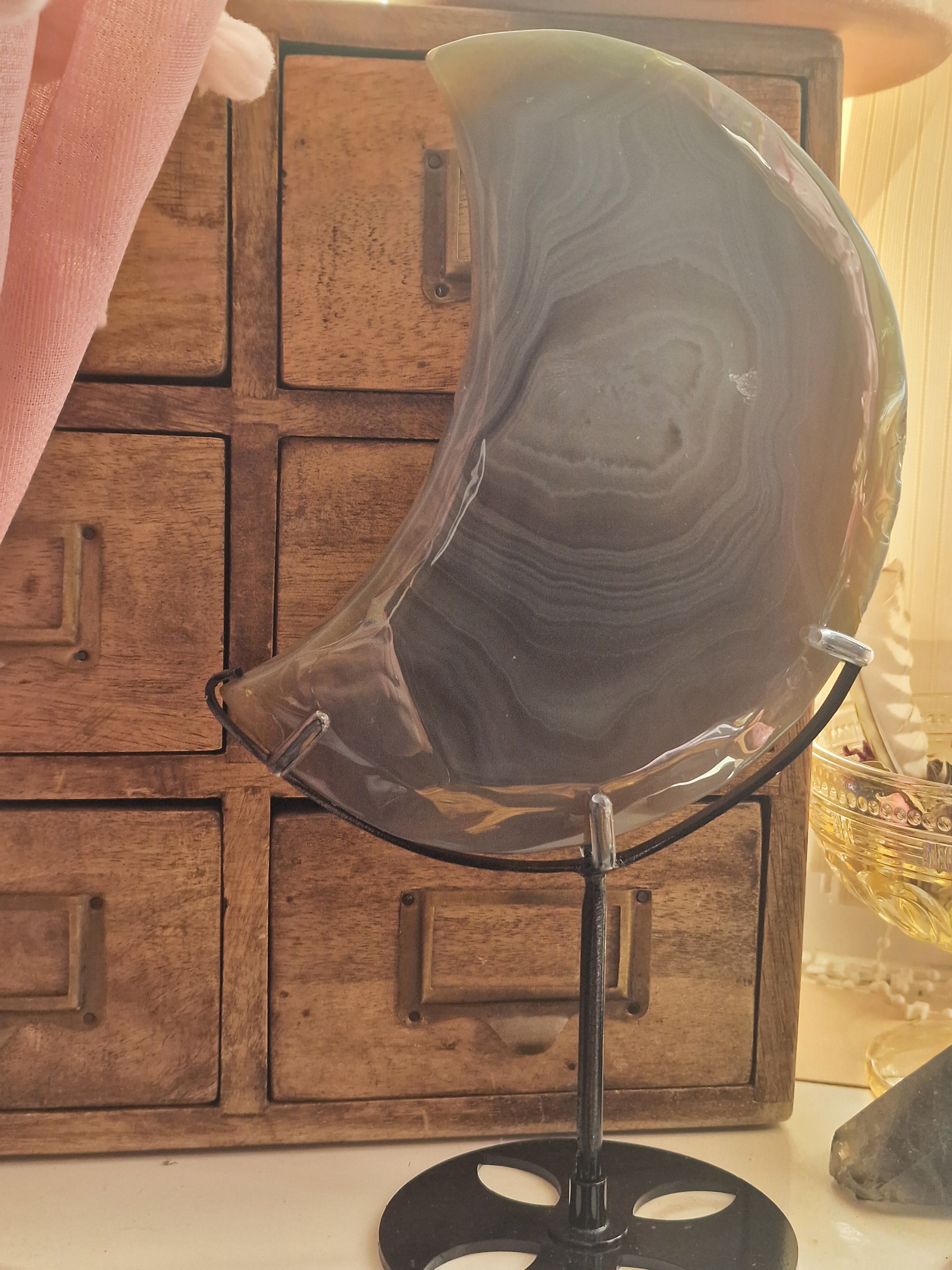 Druzy Agate Moon with Stand ~ Moon A