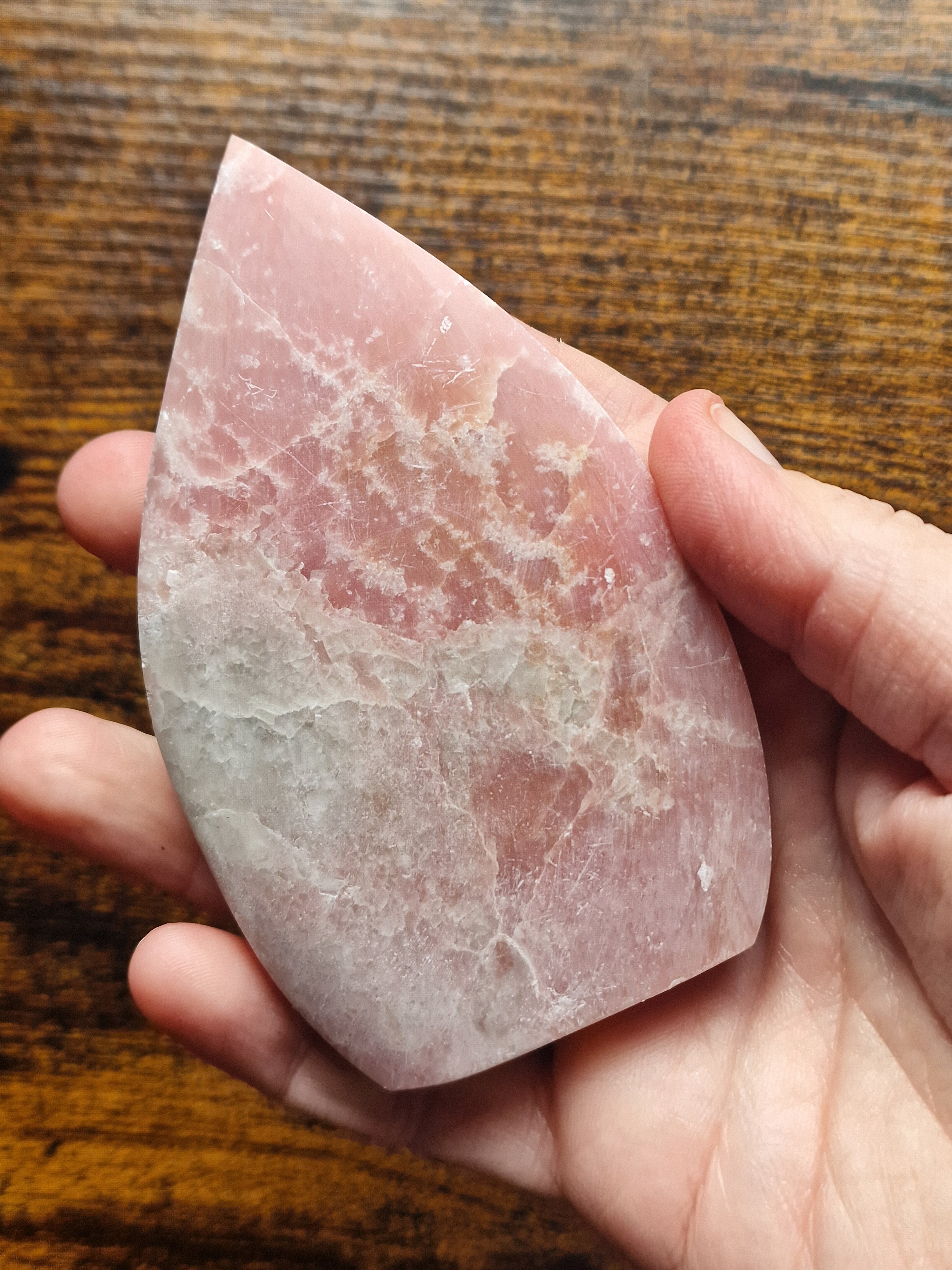 Pink Opal Teardrop Carving