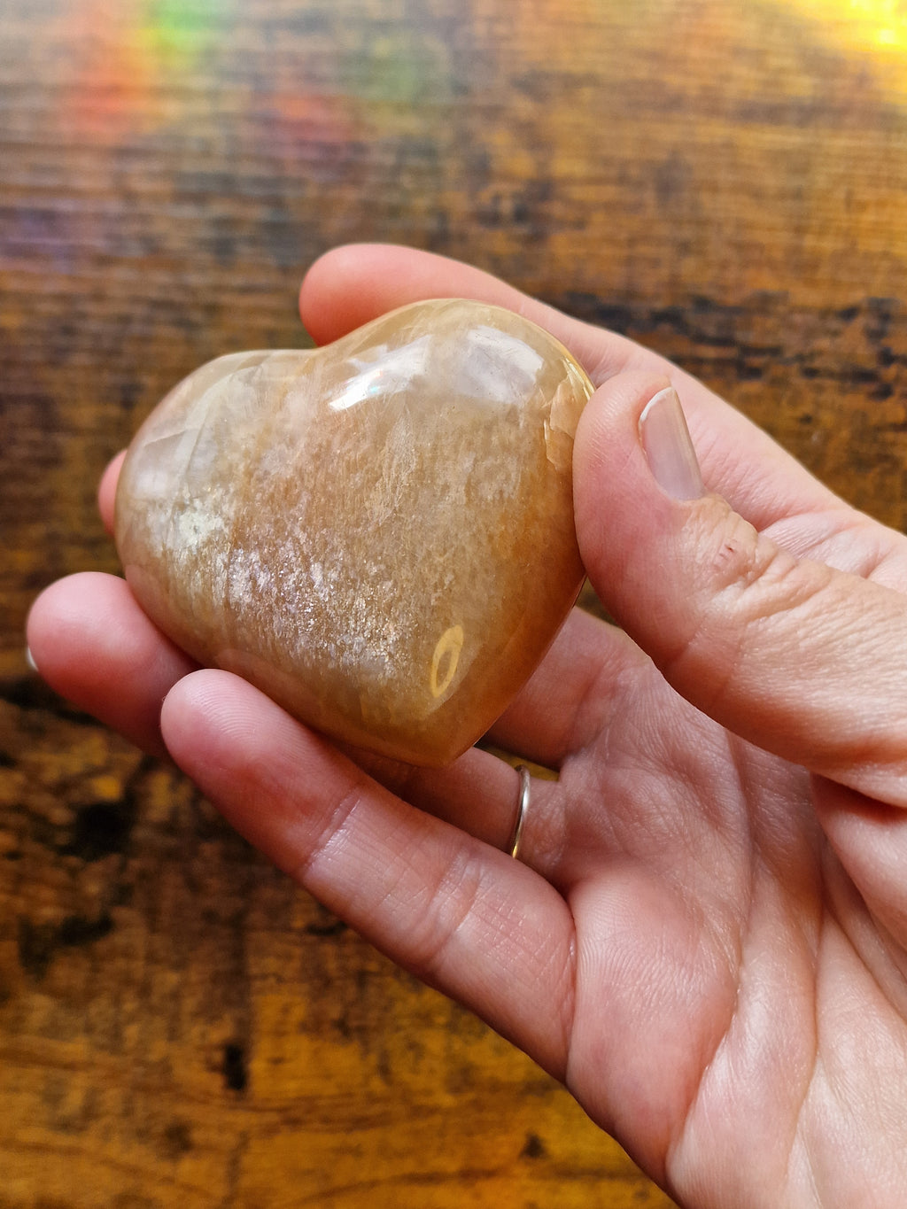 Peach Moonstone Heart