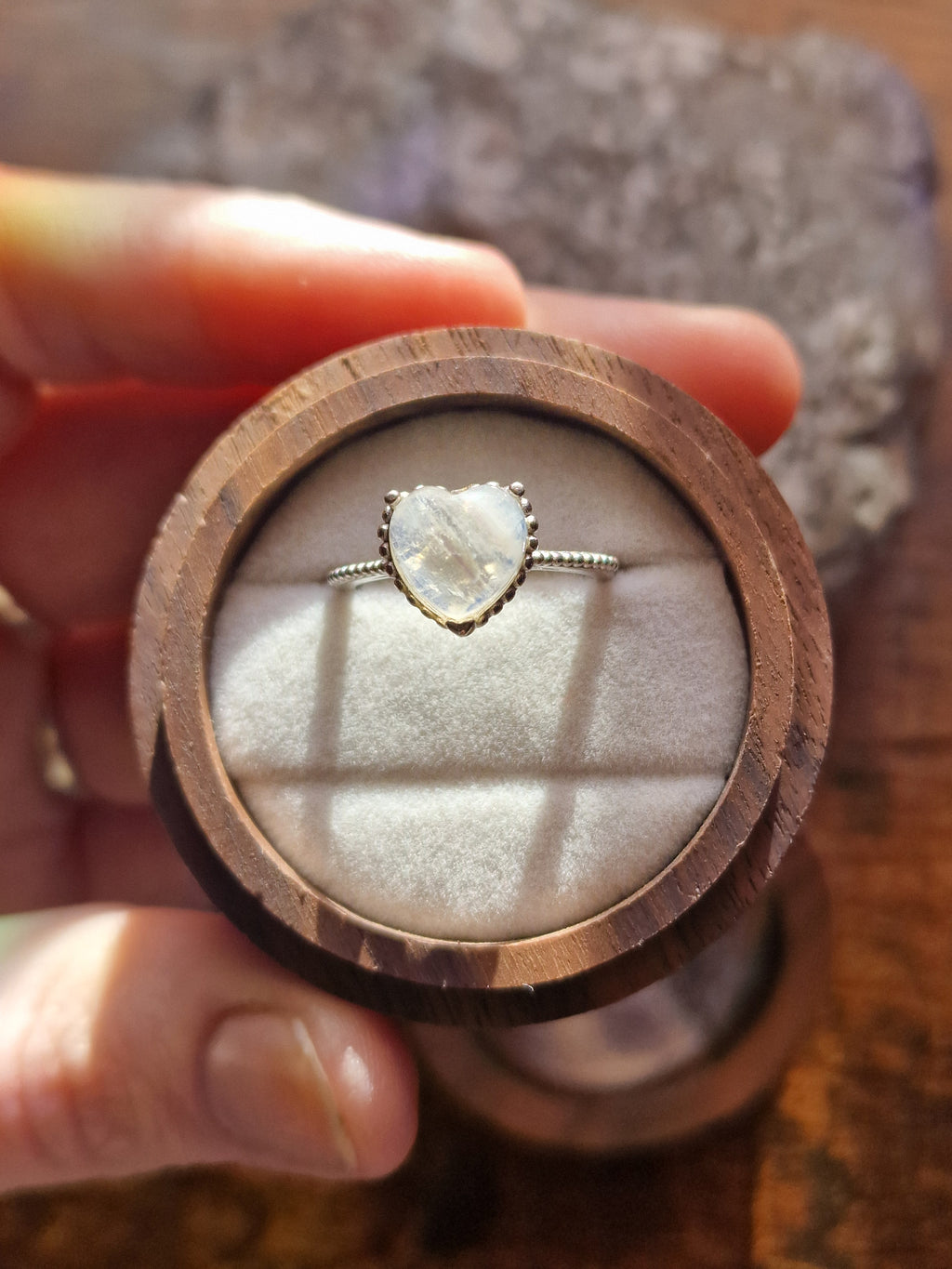 Moonstone Heart Ring