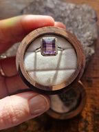 Rainbow Fluorite Emerald Cut Ring