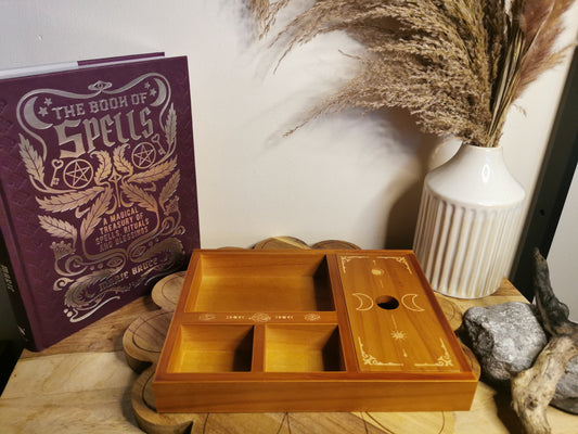 Wooden Moon Phase Tarot & Trinket Organiser
