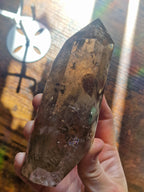 Smoky Garden Quartz Point on Stand