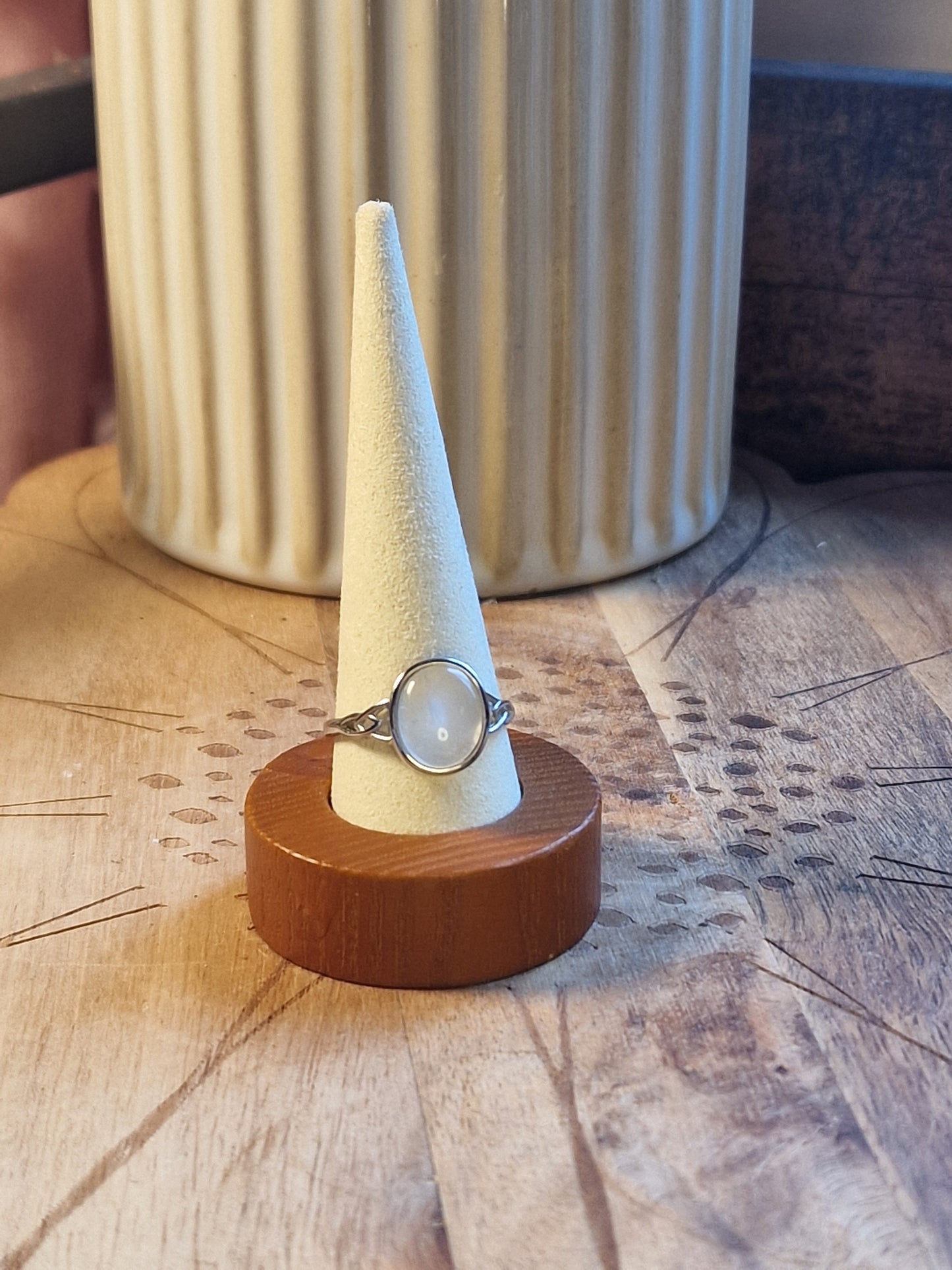 Moonstone 925 Silver Adjustable Ring